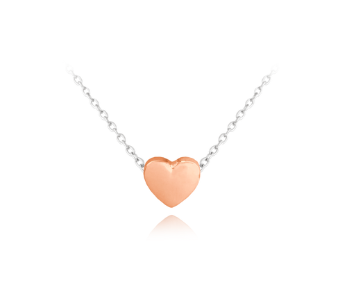 MINET Rose gold naszyjnik srebrny LOVE z sercem