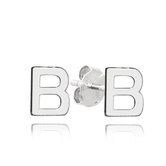 MINET Srebrne kolczyki litera "B"