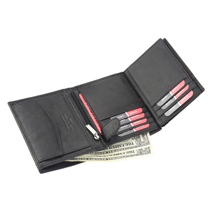 Portfel męski skórzany PIERRE CARDIN TILAK38 326 RFID Czarno Czerwony