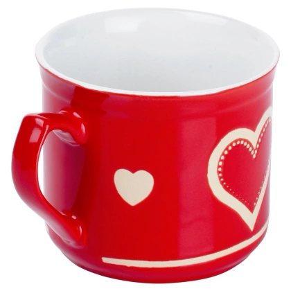 Kubek ceramiczny z uchem / garnuszek do podgrzewania serce 650 ml