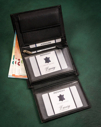 Skorzany portfel meski z kieszenia na dowod rejestracyjny