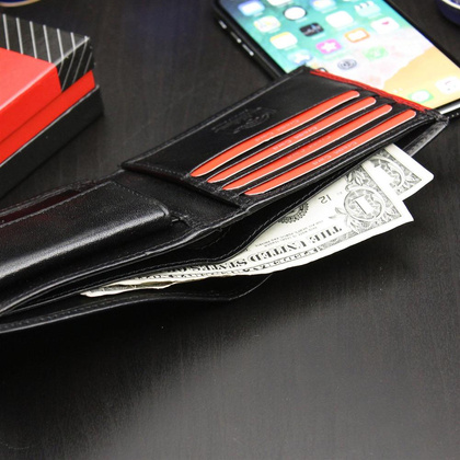 Portfel męski skórzany PIERRE CARDIN TILAK29 8824 RFID Czarny / Niebieski