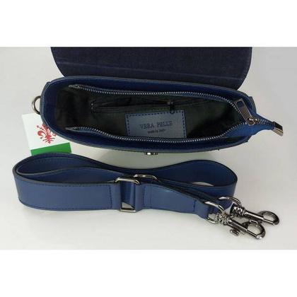 Listonoszka,chlebak,przewieszka Vera Pelle klapka zamsz Granatowa LVP399BS