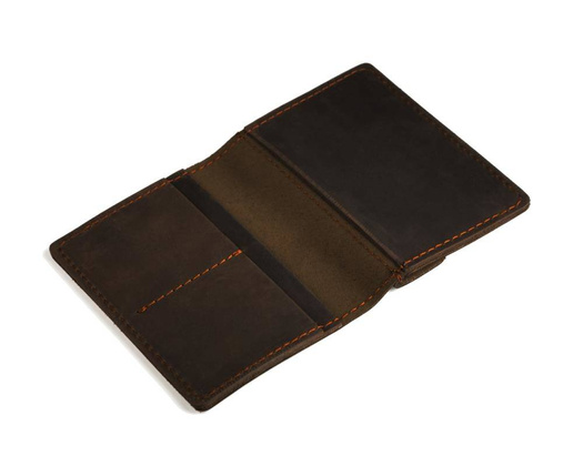 Brązowy cienki portfel ze skóry naturalnej z bilonem slim wallet BRØDRENE SW04 - min. zamówienie 20 / 50 / 100 szt.