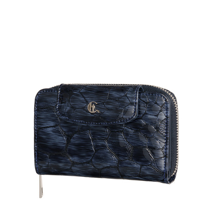 Damski portfel skórzany Canaletto – granatowy lakierowany z RFID | Elegancja i bezpieczeństwo PD1445s287 RFID