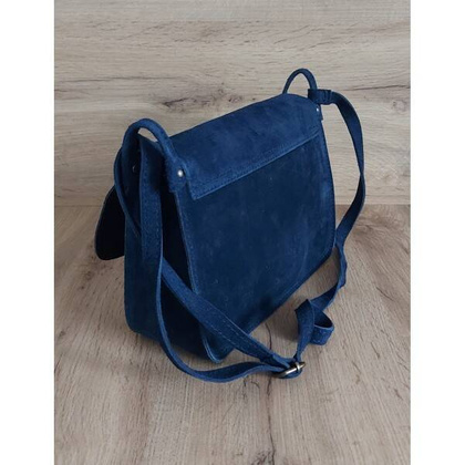 Zamszowa listonoszka ,chlebak Vera Pelle ,pojemna przewieszka A5 Granatowa VPZ435BS