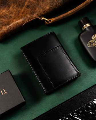 Zestaw prezentowy elegancki skorzany portfel meski i brelok