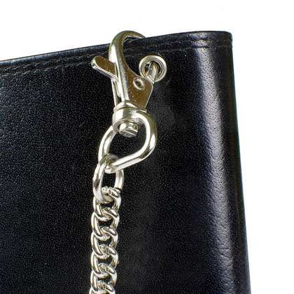 Skórzany portfel męski z łańcuchem Peterson Czarny