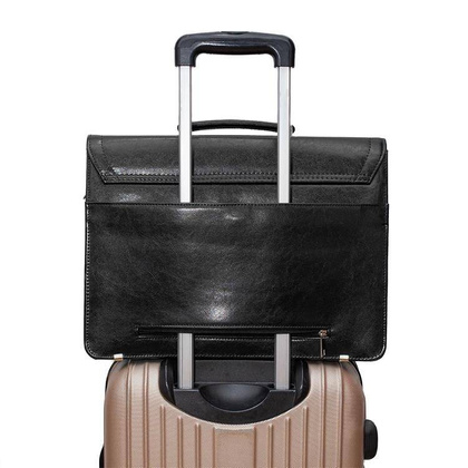Skórzana teczka męska na laptopa czarna - Pavone Nero Roma 2157 BL