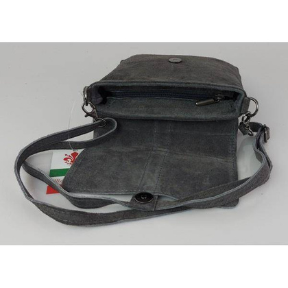 Zamszowa listonoszka Vera Pelle ,pojemna przewieszka format A5 Szara LK44G