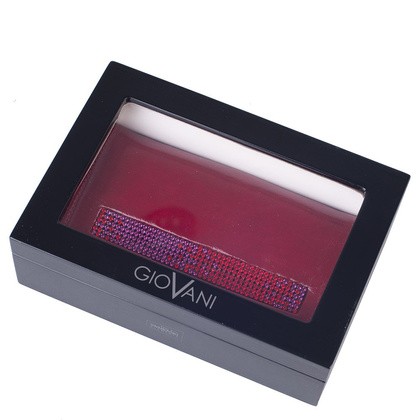 Portfel damski skórzany KEMER Swarovski Elements DV140 Czerwony - min. zamówienie 20 / 50 / 100 szt.