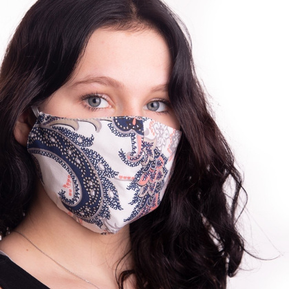 Maseczka ochronna damska 3-warstwowa - wielorazowa - QART PREMIUM - Kwiaty