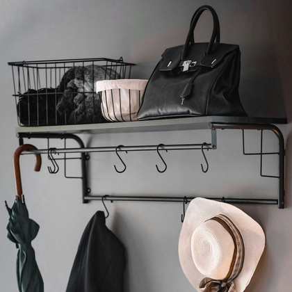 Półka z wieszakami ścienna czarna