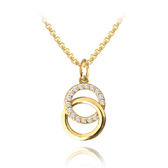 MINET Pozłacany naszyjnik srebrny KRĄGY z białymi cyrkoniami