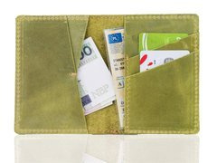 Skórzany męski portfel slim wallet BRØDRENE SW07 zielony - min. zamówienie 20 / 50 / 100 szt.