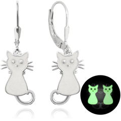 MINET Dziecięce srebrne kolczyki świecące KOTY