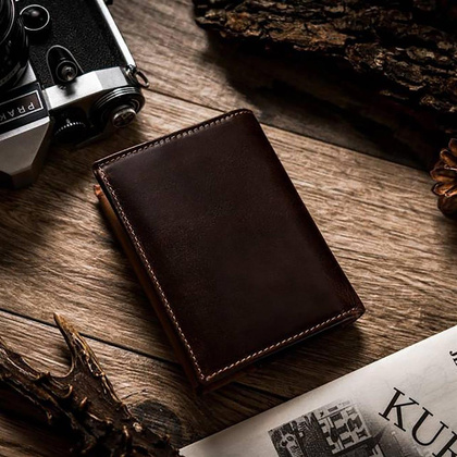 Duży, dwukolorowy portfel męski ze skóry naturalnej