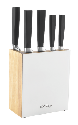 Zestaw 5 kutych noży w bloku FINO biały