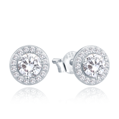 MINET Eleganckie srebrne kolczyki z białymi cyrkoniami