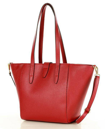 Torebka skórzana shopperka trepezowa na ramię - MARCO MAZZINI czerwony - min. zamówienie 20 / 50 / 100 szt.