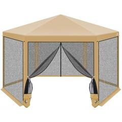 PAWILON OGRODOWY SZEŚCIOKĄTNY 2x2x2x2.5M Z MOSKITIERĄ BEŻOWY