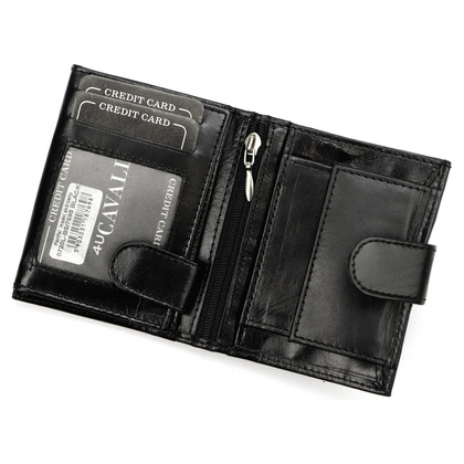 Skorzany portfel meski srednich rozmiarow z systemem RFID