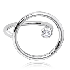 MINET Pierścien srebrny otwarty KRĄG z cyrkonią wielkość 20