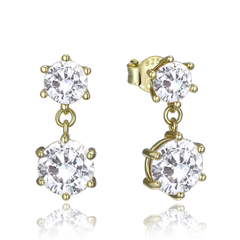 MINET Luksusowe pozłacane kolczyki srebrne z białymi cyrkoniami
