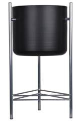 Kwietnik metalowy czarny na srebrnym stelażu wysoki