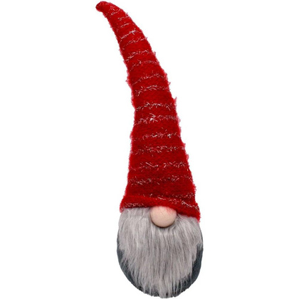 Skrzat gnom krasnal z długą czerwoną czapką 10x9x42CM ze świecącym noskiem