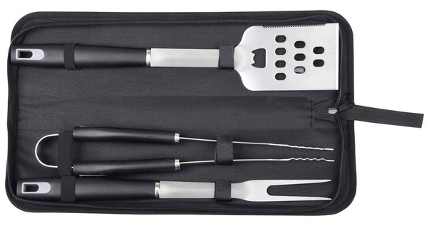 Sztućce do grilla ze stali nierdzewnej PRETTY BBQ, czarny, srebrny