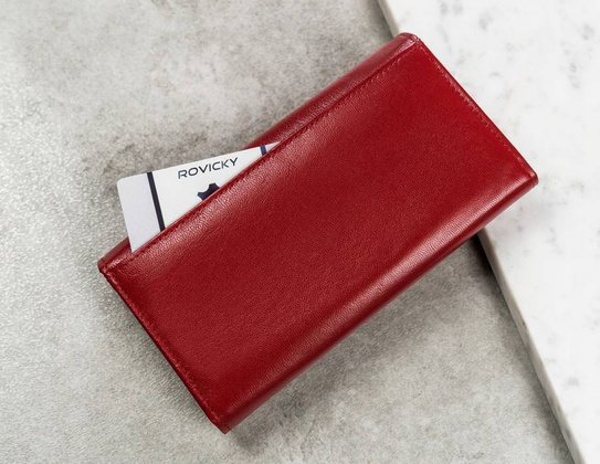 Pojemny, poziomy portfel damski ze skóry naturalnej z systemem rfid