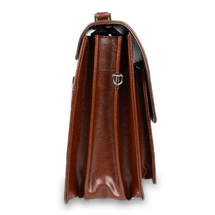 Skórzana teczka męska na ramię laptopa brązowa - Pavone Nero Treviso 2225 BR