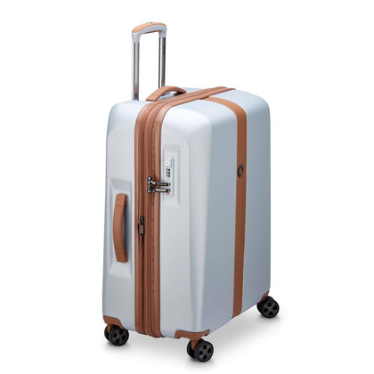 Delsey Promenade Hard średnia srebrna walizka na kółkach 66 cm