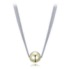 MINET Elegancki dwukolorowy srebrny naszyjnik z trzema łańcuszkami i kulką Ag 925/1000 10,70g
