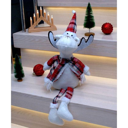 RENIFER ŚWIĄTECZNY CZERWONA KRATKA 35+20CM