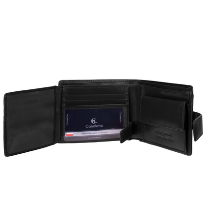 Czarny składany portfel męski skórzany Canaletto PM1501s163 RFID GR