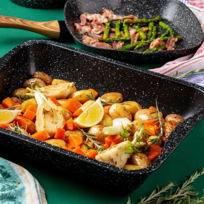 Brytfanna brytfanka blacha granitowa do pieczenia mięsa ciasta NATURE 34x26x6,5 cm 4,7 l