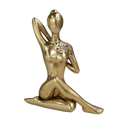 Yoga - złota figurka dekoracyjna – prezent dla miłośnika yogi - 42721Y2