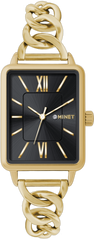 MINET Czarny damski zegarek SIENA ze złotą stalową bransoletką