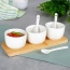 Miseczki na przekąski z łyżeczkami ceramiczne białe 90 ml 7 el.