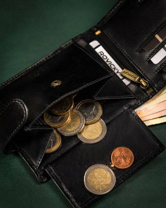 Skorzany portfel meski z systemem RFID