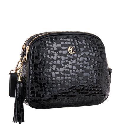 Listonoszka Canaletto ze skóry naturalnej z efektem kropli i złotymi wykończeniami TD808s258