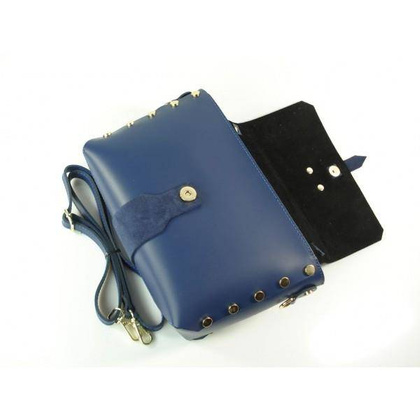 Kuferek listonoszka A5 złote dżety + zamsz granatowy Vera Pelle VPK789BS