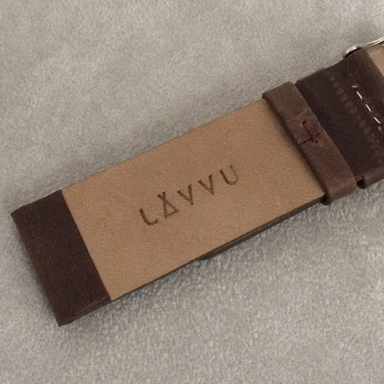 LAVVU Ciemnobrązowy gładki pasek PLAIN z luksusowej skóry Top Grain - 24