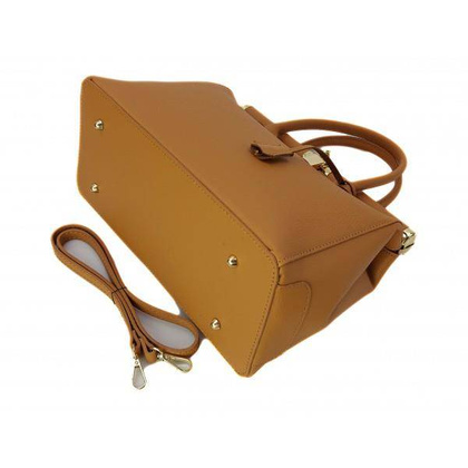 Duży kufer- torba kłódka A4 Włoska Vera Pelle , Camel AL35C