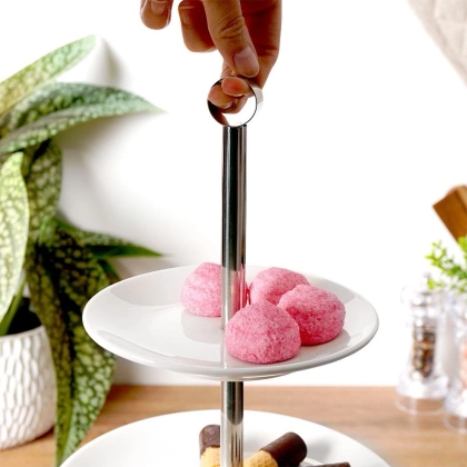 Patera porcelanowa 3-poziomowa biała 25 cm