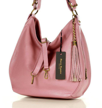 Torebka skórzana eleganc sacco MARCO MAZZINI - dusty róż - min. zamówienie 20 / 50 / 100 szt.