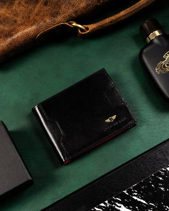 Niewielki skorzany portfel meski z systemem RFID