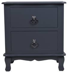 Szafka z dwoma szufladami szara ze srebrnymi uchwytami